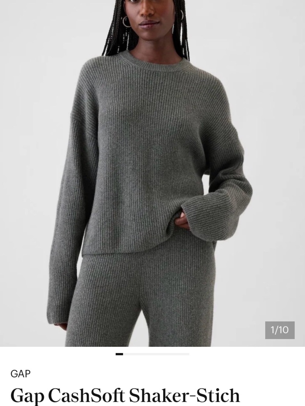 Gap CashSoft Shaker-Stitch Sweater - Gray